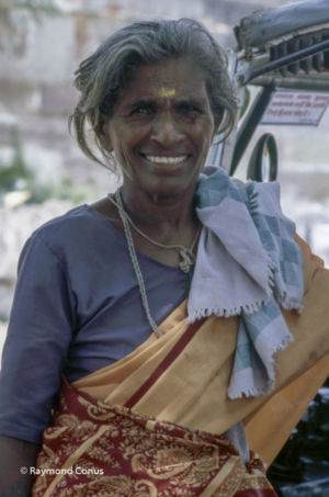 Woman on pilgrimage along the Ganges, Varanasi, India, 2002
